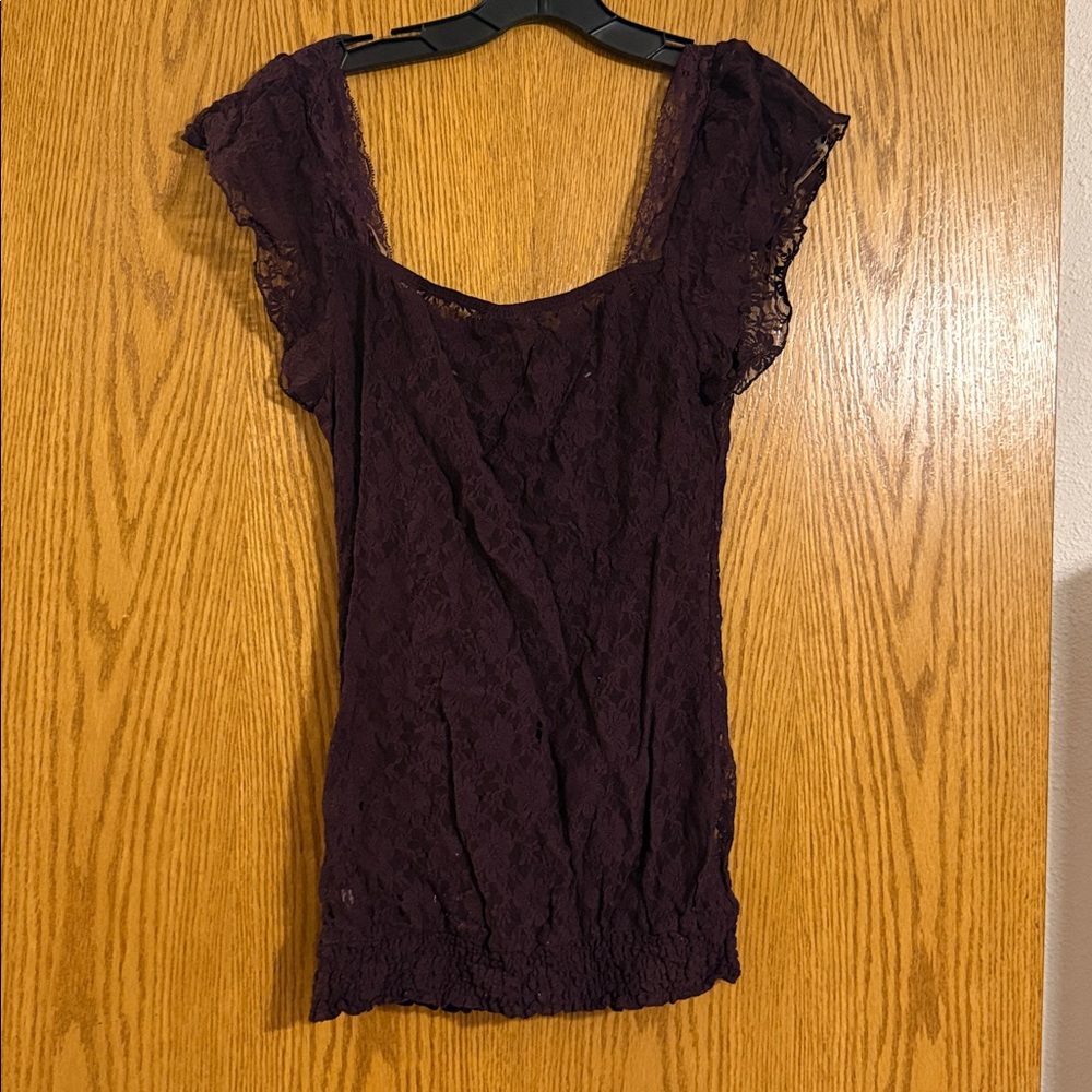 Vanity Deep Purple Lace Top - Picture 4 of 5